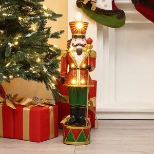 2Ft Tall Traditional Nutcracker King in Red with Lights
